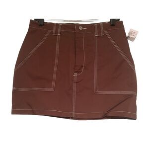 Blanc Clothing burnt orange stitch design denim skirt size medium